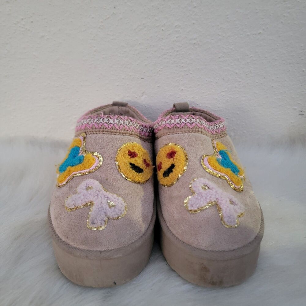 Mudd Platform Stormy Clogs | Tan Girls Sz 12 Emoji Coquette Whimsy